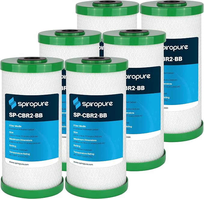 SpiroPure SP-CBR2-BB 10x4.5 0.5 Micron NSF Certified Coconut Shell Carbon Block by SpiroPure