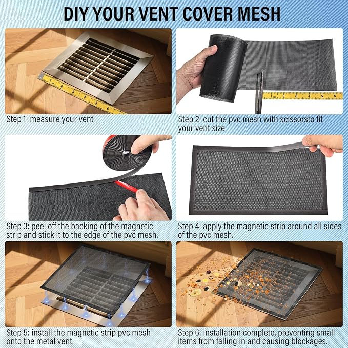 39x5.5 inch Customizable DIY Floor Vent Covers, Magnetic PVC Vent Mesh - Image 7