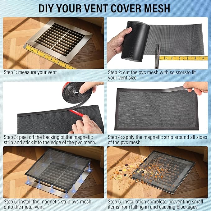 78x12 inch Customizable DIY Floor Vent Covers, Magnetic PVC Vent Mesh - Image 7