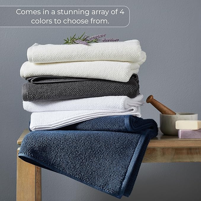 6-Piece Towel Set, 680 GSM, 2 Bath Towels, 2 Hand Towels, 2 Wash Cloths,100% Cotton Premium Quality, Ultra Soft, Super Absorbent Popcorn Textured Weaved for Spa, Hotels & Bathroom-Ivory/Cream