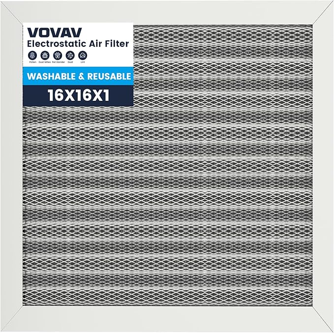 16x16x1 Air Filter-MERV 8, Washable & Reusable Electrostatic Air Filter by VOVAV