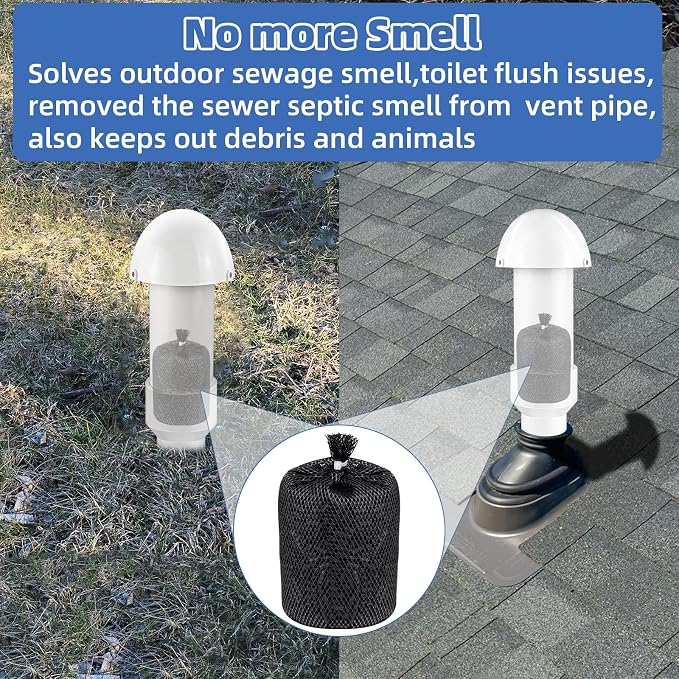 2 Inch Vent Stack Pipe Filter, Sewer Vent Septic Filter Vents Pipe Cap - Image 4