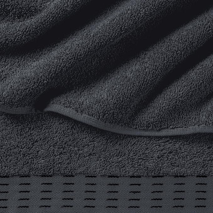 Cotton 2 Pack Oversized Bath Towel Set 28x55 inches, Large Bath Towels, Ultra Absorbant Compact Quickdry & Lightweight Towel, Ideal for Gym Travel Camp Pool - Charcoal Grey