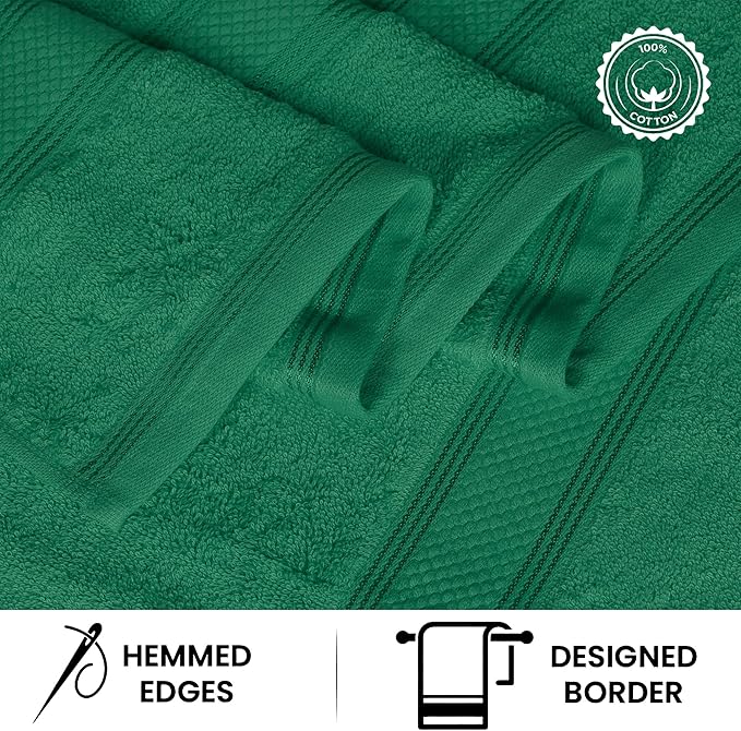 Casa Lino Green Bath Towels Set of 4 (54" x 27") - Large Bathroom Towel Set - 100% Cotton Towels for Bathroom - Highly Absorbent & Quick Dry Bath Towel Multipack - New Apartment Essentials