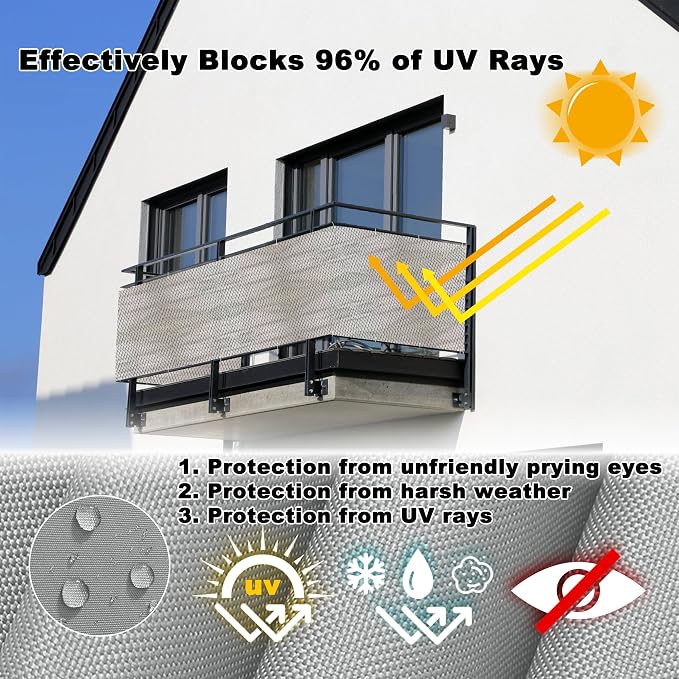 Balcony Privacy Screen 2.6' x 3.3' UV Protection 96% Privacy Fence Panels - Image 4