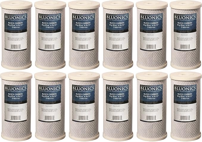 Bluonics Carbon Block Water Filters 12 pcs 4.5" x 10" Cartridges by BLUONICS