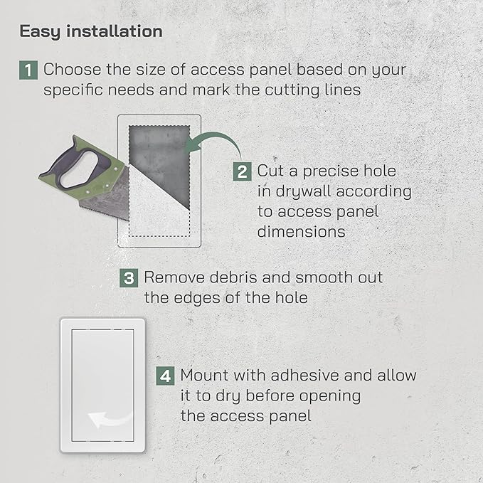 Vent Systems 6x10 Access Panel - ABS Plastic - for Drywall, Wall and Ceiling Electrical and Plumbing Service - Exterior Dimensions 6.7x10.7 Inches