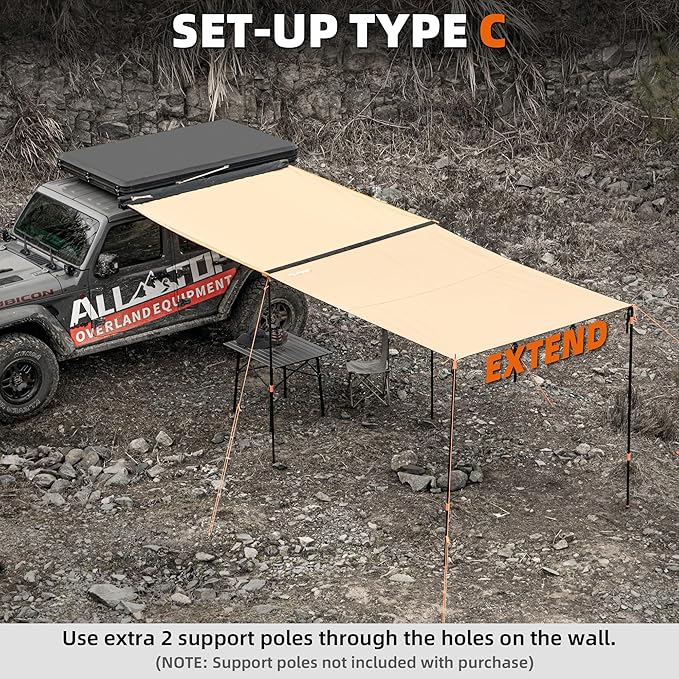 ALL-TOP Awning Wall Universal Multi-Side, 6.6ft x 8.5ft, Waterproof Ripstop UV-Resistant Awning Extension for Extra Privacy & Shade