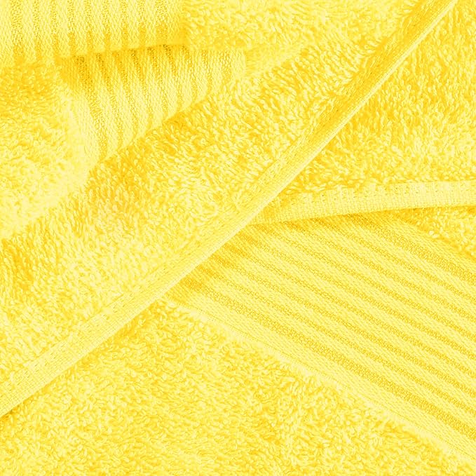 BELZZI Home Ultra Soft 4 Pack Oversized Bath Towel Set 27x54, Cotton Compact Bath Towels, Highly Absorbant Eco-Friendly Quickdry & Lightweight Towel, Ideal for Gym Travel Camp Pool - Lime Yellow
