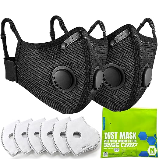BASE CAMP Upgrade M Plus Dust Mask 2 Pack, Breathable Reusable Dust Face Mask by BASECAMP