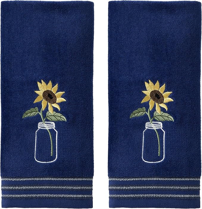 SKL Home by Saturday Knight Ltd. Sunflower in Jar Hand Towel (2-Pack), Blue