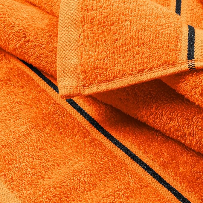 MyOwn Ultra Soft 4 Pack Oversized Bath Towel Set 27x54 inches, 100% Cotton Bath Towels, Highly Absorbant Compact Quickdry & Lightweight Towel, Ideal for Gym Travel Camp Pool - Orange
