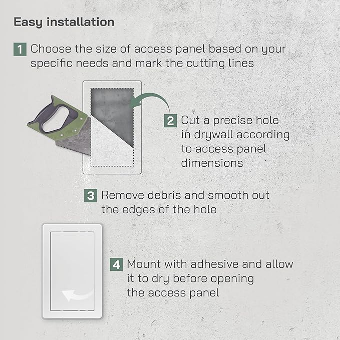 Vent Systems 6x10 Access Panel - ABS Plastic - for Drywall, Wall and Ceiling Electrical and Plumbing Service - Exterior Dimensions 6.7x10.7 Inches