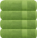 GLAMBURG Premium Cotton 4 Pack Bath Towel Set - 100% Pure Cotton - 4 Bath Towels 27x54 - Ideal for Everyday use - Ultra Soft & Highly Absorbent - Kiwi Green
