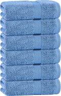 White Classic Light Blue Hand Towels for Bathroom [6 Pack] Cotton Hand Towel Bulk for Gym, Kitchen and Spa, 16x27 Inches Soft Highly Absorbent Quick Dry Terry Salon Towels