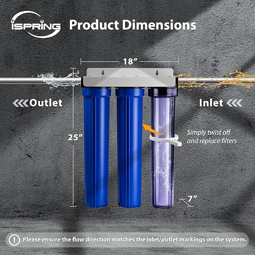 iSpring Whole House Water Filter System, 3-Stage Whole House Water Filtration - Image 4