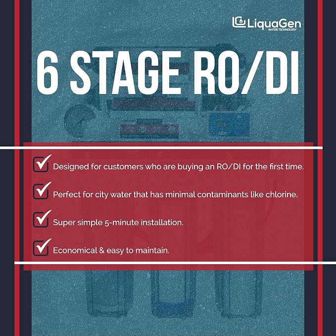 LiquaGen - 6 Stage Reverse Osmosis + Deionization Water Filtration System- 100 - Image 2
