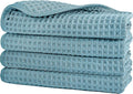 POLYTE 430 GSM Microfiber Lint Free Washcloth Face Towel, 13 x 13 in, 4 Pack (Waffle Weave)