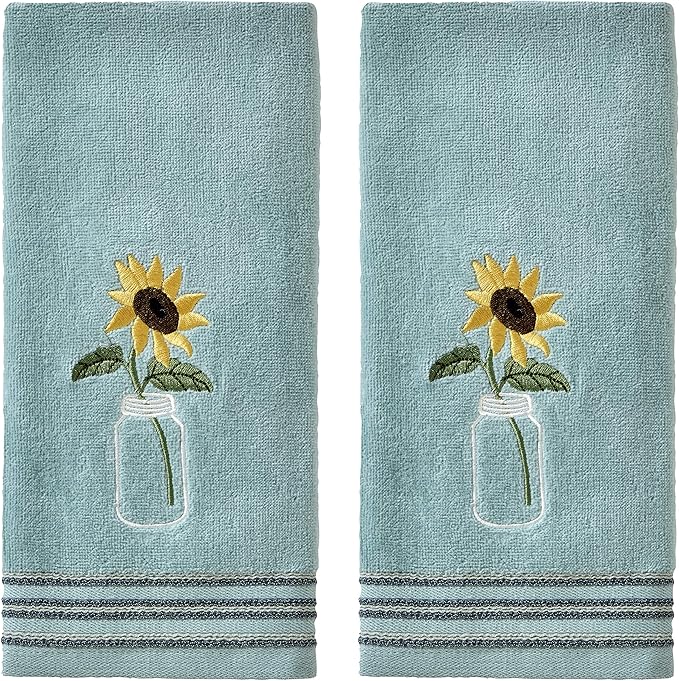 SKL Home by Saturday Knight Ltd. Sunflower in Jar Hand Towel (2-Pack), Aqua