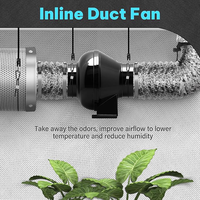 iPower 4 Inch 195 CFM Inline Duct Grow Tent Air Vent Exhaust Booster Blower - Image 7