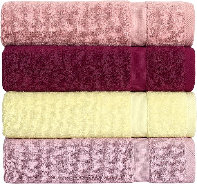 SALBAKOS 100% Turkish Cotton Bath Mat Set 2-Piece - 20x34 inch, Premium Quality Hotel & Spa Collection, Soft, Absorbent, Long Lasting, Durable Bathroom Rugs | Made in Turkey (Yellow, 2 Bath Mats)