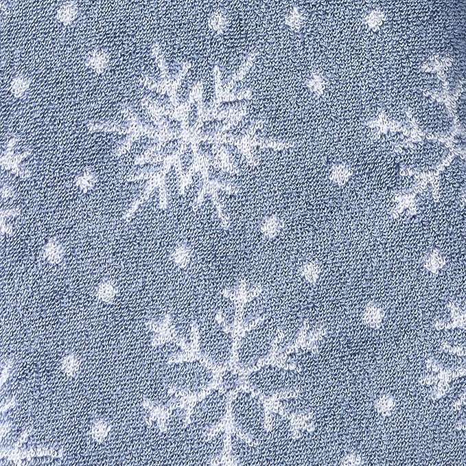 SKL Home Christmas/Winter Scattered Snowflakes 100% Cotton Premium Bath Towel, 500 GSM, Soft & Absorbent, Reversible Jacquard, Decorative, Blue/White