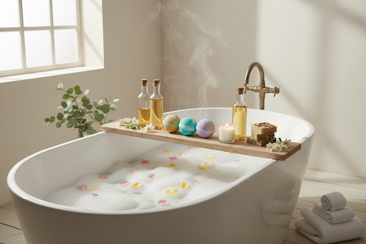 At The Bubble Room, we believe that every bath should be a moment of joy, relaxation, and self-care. Our mission is simple: to turn everyday routines into indulgent experiences with high-quality, thoughtfully crafted bath products. Whether you’re looking to unwind after a long day or create a spa-like atmosphere at home, we’ve got you covered. (make it real photo)